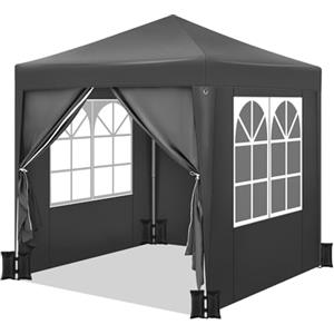 WOLTU Gazebo pop up 2x2m con sacchi di sabbia Tendone Pieghevole Antracite | UPF 50+ UV, impermeabile, altezza regolabile, stabile, portatile, Giardino
