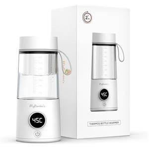 MyBambini's Scaldabiberon thermos di MyBambini scaldabiberon thermos per bambini in viaggio, scaldabiberon ricaricabile, riscaldamento rapido, 4 impostazioni di temperatura, riscalda fino a 8 biberon