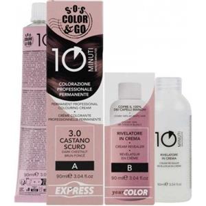 ALAMA SOS Color&Go Set Colorazione Permanente 3.0 Castano Scuro - Risultati Professionali in 10 Minuti