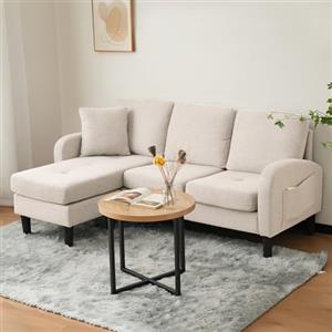 Lexiou Divano angolare a forma di L con chaise longue - Divano a 3 posti, 185 x 118 x 82 cm, tessuto in lino di cotone traspirante, gambe in plastica, design modulare, ideale per soggiorno, appartamenti e