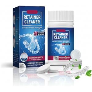 Dyiouxin Retainer Pastiglie Detergenti, 100 compresse,pulizia bite, Pulizia dentiere, compresse apparecchi ortodontici,Pastiglie Apparecchi Ortodontici
