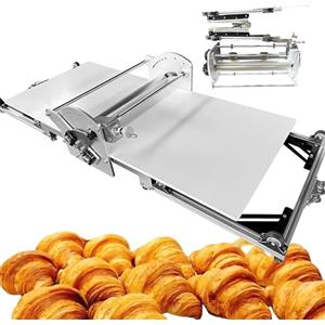 generic Sfogliatrice Pasticceria Elettrico,Sfogliatrice Pieghevole da Banco In Acciaio Inox,Professionale Macchina per la Pasta Sfoglia,Spessore Regolabile 0.07-1.18 (2-30mm) per Croissant,Pizza e Pasta