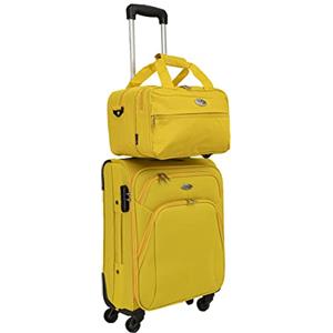 CABIN GO CABIN 5550 Set da 2 Valigie Trolley Leggero con Bagaglio a mano Borsone Piccolo Cabin Size - Trolley morbido con ruote girevoli 55x40x20 e Bagaglio a Mano 40x25x20