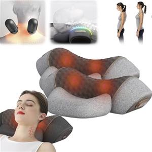 Dsongo Fisiorest - Massaggiatore 3 in 1 per il Collo Artuvate Cervicale, Massaggio Profondo e Rilassamento, con Calore, con Trazione per Aiutare a Dormire (Grigio, 2PCS)
