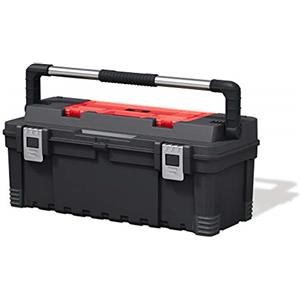 Keter 17181010 - Cassetta per gli attrezzi Master Pro con chiavistello in metallo e struttura in plastica, 66 cm, colore: Rosso e Argento