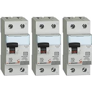 Bticino ASTGC8813AC25 Kit Composto da 3 Pezzi dell'Interruttore Magnetotermico Differenziale GC8813AC25, 25A