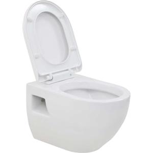 vidaXL WC Sospeso in Ceramica Bianca con Sistema a Chiusura Morbida
