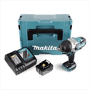Makita DTW 1001 RT1J - Avvitatore a percussione a batteria, 18 V, 3/4, 1050 Nm, senza spazzole + 1 batteria da 5,0 Ah + caricatore + Makpac