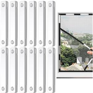 Iouyjiu Chiusura Magnetica per Zanzariera | 12 Pezzi Autoadesivi per Chiusura Zanzariera,Accessori Per Finestre Per Camera Dei Bambini Appartamento Salotto Giardino
