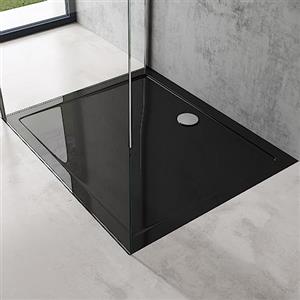 doporro Piatto Doccia Rettangolare 100x120x4 cm con Superficie Antiscivolo | Colore Nero, Installazione a Filo Pavimento o in Appoggio, Installazione in Appoggio o a Filo, Piletta di Scarico Non Inclusa