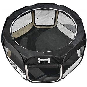 Petigi Gabbia Cuccioli XL 115 cm Cani Roditori Animale Tenda a Gabbia Panno Box Animali Pieghevole, Colore:Nero