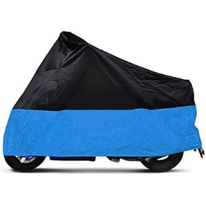 SOLUSTRE Telo Coprimoto Anti-uv Taglia l Nero e Blu Scuro Con Borsa Pieghevole, Telo Protettivo Per Moto Da Esterno Resistente Pioggia e Sole, Accessori Per Motociclette
