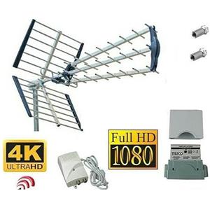 Generico KIT ANTENNA TV DIGITALE TERRESTRE 5G COMPLETA ALIMENTATORE AMPLIFICATORE LTE 4K