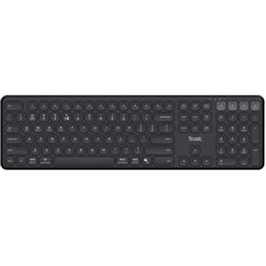 Trust Vaiya Tastiera Wireless Bluetooth 2,4GHz QWERTZ Layout Tastiera Wireless Dimensioni Standard con Blocco Numerico, Batteria Integrata, 55% Plastica riciclata, Windows iOS iPadOS MacOS Android,