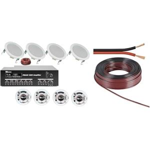 Compaq IMPIANTO AUDIO FILODIFFUSIONE CON INGRESSI MICROFONI 100V BLUETOOTH + 8 ALTOPARLANTI AUDIO (CON 8 CASSE DA CONTROSOFFITTO)