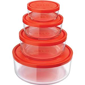 Bormioli Rocco Gelo Box - Set di 4 Contenitori in Vetro con Coperchio, Resistente al Freddo e Microonde