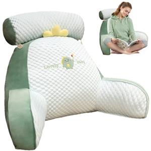 HunicandIU Cuscino per schienale con braccioli e cuscino cervicale rimovibile, cuscino da lettura per letto, cuscino da lettura, cuscino per libri con rivestimento lavabile, cuscino multifunzione per leggere e