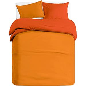 BANZAII TEXTILE INNOVATOR ONLINE Banzaii Set Copripiumino Bicolor 100% Microfibra con Federa Double Face Singolo 150x200 cm Arancio Chiaro/Arancio Scuro