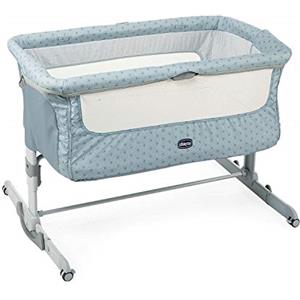 Chicco Next2Me Dream, Culla Neonato Fianco Letto, Culla Co-Sleeping, Lettino con Materasso, Spondina Apribile, Altezza Regolabile, 4 Ruote e Borsa da Viaggio, 0-6 Mesi, 9 Kg, Azzurro chiaro