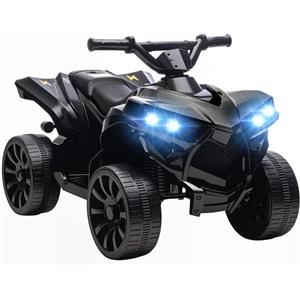 AIYAPLAY Quad Elettrico per Bambini ATV con Batteria Ricaricabile 6V, Moto per Bambini con Fari LED e Musica, per Interni ed Esterni, Età 37-72 Mesi, Nero