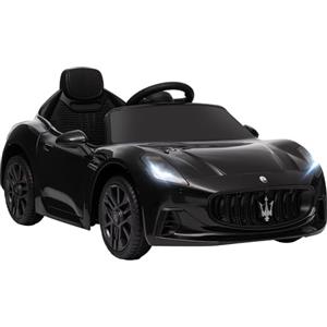 AIYAPLAY Macchina elettrica per bambini con licenza 12V 3-5 anni Nero | Maserati Gran Turismo Folgore elettrico, telecomando 2,4G, luci LED, musica, clacson, MP3