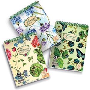 Pigna Blocco Spirale Nature Flowers - A6, 50 Fogli in Carta Riciclata da 80 gr, Spiralato Lato Corto, 5 mm