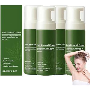 blmcoos Crema depilatoria maschile con aloe vera naturale, crema depilatoria per pelli sensibili, crema depilatoria indolore per viso e corpo, schiuma depilatoria morbida, idrata e lenisce la pelle (4)