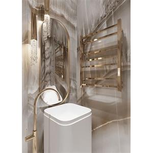 Elna-Service Elna® Scaldasalviette Elettrico Oro PVD 71x53 cm, 103W - Termosifone Bagno Moderno in Acciaio Inox 304 con Termostato, Timer & Eco, IP44 - Radiatore da Parete □