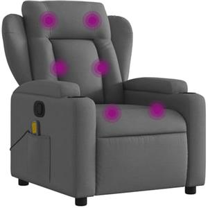 vidaXL Poltrona Massaggiante Reclinabile Grigio Scuro in Tessuto