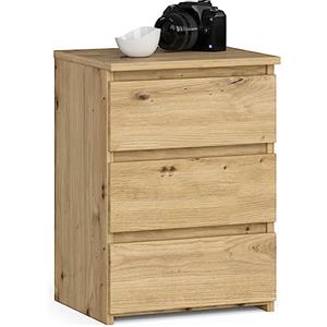 AKORD | Comodino CL-3 con 3 Cassetti | per il soggiorno, la camera da letto, il guardaroba, l'ufficio e lo studio | Design moderno e funzionale | 35 x 40 x 57 cm, 26 kg | Rovere Artigianale