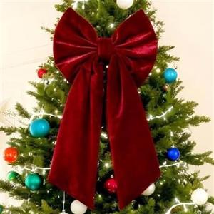 Yonuaret Fiocchi Velluto Red Albero di Natale,90x45cm, Fioccos per Puntale per Alberos di Natales Grande, Fioccos Decorativo in Velluto Bordeaux per Albero, Ghirlande, Porte E Interni Natalizi