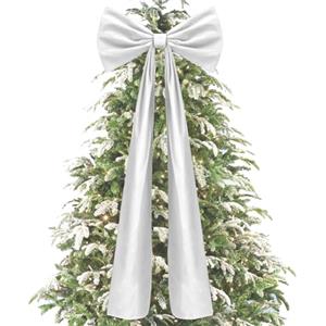 Generico Fiocchi di Velluto Grandi per Albero di Natale, Puntale Gigante per Albero di Natale da 180 x 50 cm, Fiocchi in Velluto Bordeaux/Nero/Bianco per Decorazioni Natalizie per la casa
