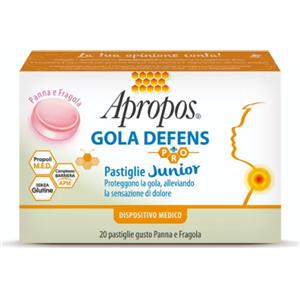 Apropos Gola Defens Pro Junior - Pastiglie 20 pz Gusto Panna e Fragola per Alleviare il Mal di Gola