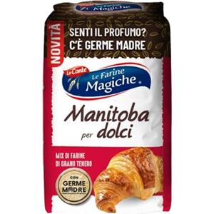 Lo Conte Le Farine Magiche Manitoba per Dolci con Germe Madre, Mix di Grano Tenero ad Alta Forza per Lievitati, Brioche e Grandi Lievitati, Confezione da 1kg