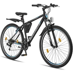 Licorne Bike Guide Premium Mountain Bike 29 pollici - Forcella ammortizzata MTB con freni a disco - Qualità tedesca - Per ragazzi e adulti (nero/blu)