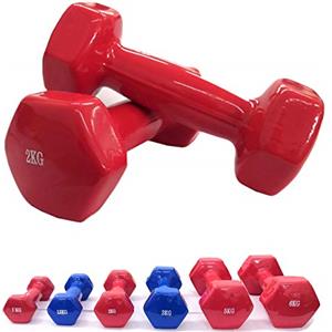 Lupex Shop Manubrio Pesi in Vinile Antiscivolo, da 1-1,5-2 - 3-5 - 6-15 - 20kg, Singolo o in Coppia, Palestra Fitness Body bulding (2X 3kg)