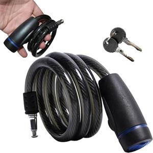 Lagomloot Lucchetto per bici con cavo in acciaio, 100 cm, antifurto, per bici elettrica, moto, mountain bike, attrezzatura flessibile