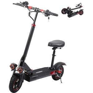 Zylvro J01 Monopattino Elettrico Adulto con Sella, Scooter Elettrico Pieghevole con Sospensione Completa, 60KM di Autonomia, 10 Pneumatici, Carico massimo 120KG (J01(800W-48V-60KM))