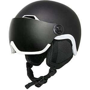 EnzoDate Casco da snowboard con visiera integrata Scudo 2 in 1 Caschi da neve da sci Maschera staccabile intercambiabile, Lente per a costo aggiuntivo