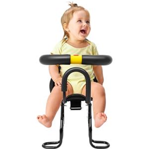 Veziner Seggiolino anteriore per bicicletta con cintura di sicurezza e ferretto, seggiolino regolabile per mountain bike e city bike, adatto per bambini da 1 a 5 anni a 35 kg.