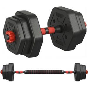 SONGMICS Set di Manubri con Barra di Collegamento, Manubri Corti, Bilanciere da 10 kg, Peso Esagonale per Allenamento, Fitness, Sollevamento Pesi a Casa, Palestra, Nero Inchiostro SYL100B01