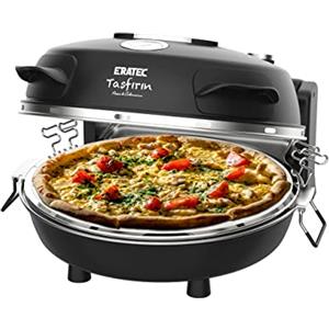 ERATEC - Forno pizza a pietra SET PM-27. Forno elettrico per pizza da interno ed esterno. Forno da tavolo fino a 400°C. Contenuto: fornetto elettrico, cursore per pizza e tagliapizza.