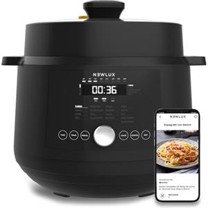 NEWLUX - Pentola a Pressione Elettrica 6L SmartChef V600 (1200W), Robot da Cucina Multifunzione con 4 Livelli di Pressione (90Kpa) e 17 Programmi. Programmabile 24 ore con Vaporiera 2 Livelli
