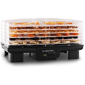 Klarstein Bananarama - Essiccatore, 6 piani, impilabile, 550 Watt, temperatura regolabile, Display LCD, timer programmabile, Supporto aggiuntivo fine, facile pulizia, nero