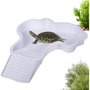 Generico Vaschetta Vasca per Tartarughe di Terra con Rampa‌,Vasca Piscina Vaschetta da Bagno per Tartarughe d'acqua,Laghetto Terrario Giochi Ciotola Tartarughe Acqua Terra e Rettili‌,Anfibi‌,35x28.5x4.3cm (C)