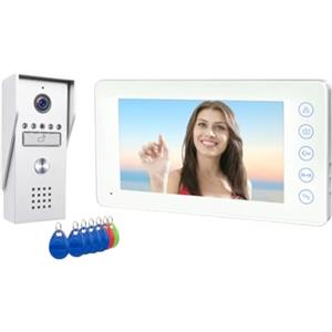 GASIASHOP SRL KIT VIDEOCITOFONO MONOFAMILIARE A 2 FILI MONITOR A COLORI 7 APERTURA ELETTROSERRATURA E CANCELLO CON RFID