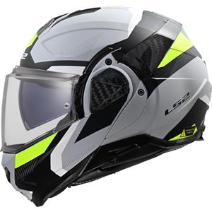 LS2, Casco Moto Modulare ADVANT II TRIPLE Light Grey H-V Yellow, XS