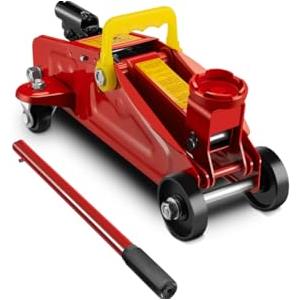 MF artSHOP Cric Sollevatore Idraulico A Carrello Meccanico Per Auto 2 Tonnellate Altezza di Sollevamento 140-305mm Martinetto Sollevatore Con 4 Ruote Bidirezionali