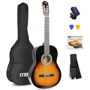 MAX SoloArt Sunburst Kit Starter per Chitarra Acustica, Set Completo di Chitarre per Principianti a Grandezza Naturale con Accessori, Bundle Starter per Nuovi Suonatori