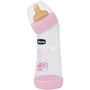 Chicco 70720.100 Biberon Angolato Tettarella, Caucciu', Rosa, 250 ml